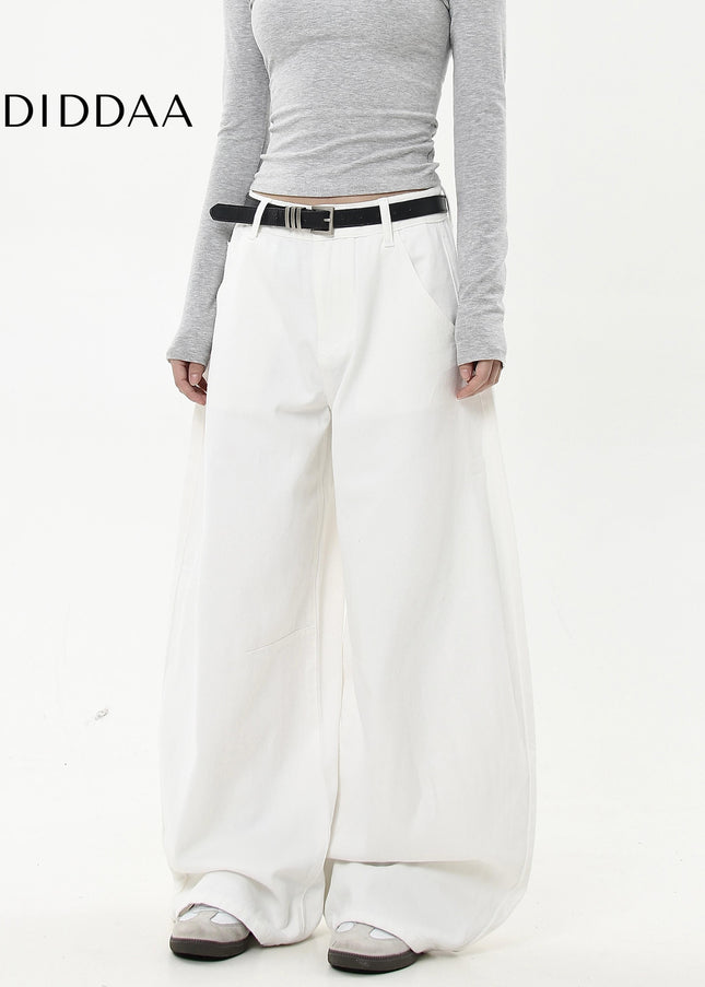 White Loose Fit Premium Scimitar Jeans for Men and Women - Women’s Jeans