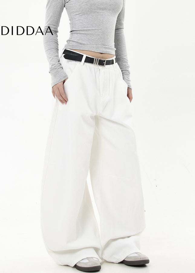 White Loose Fit Premium Scimitar Jeans for Men and Women - Women’s Jeans