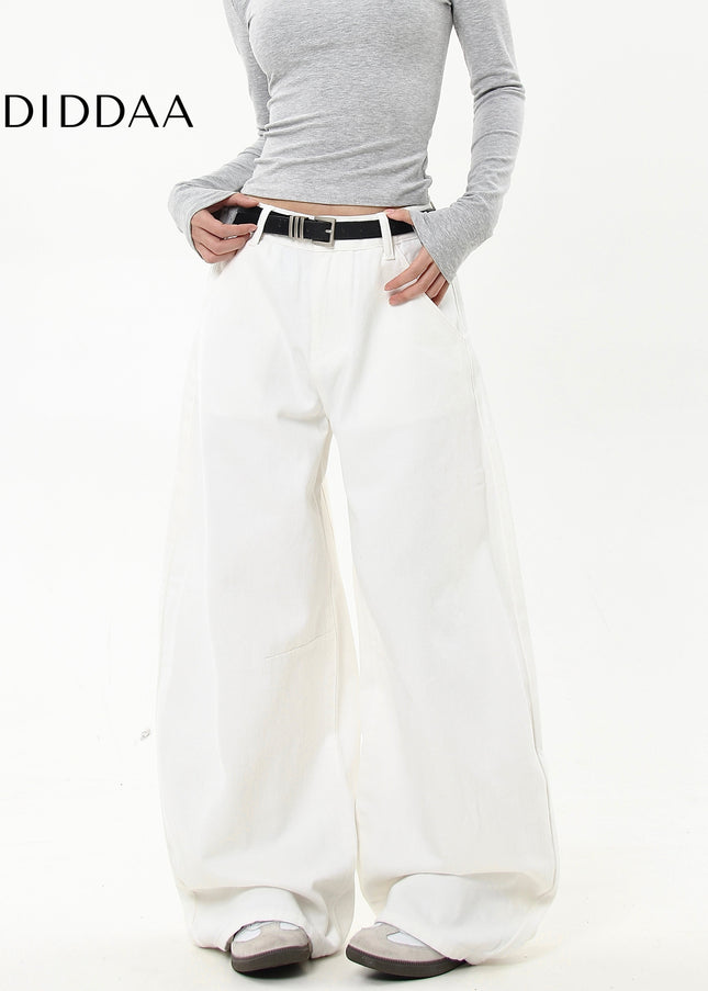 White Loose Fit Premium Scimitar Jeans for Men and Women - Women’s Jeans