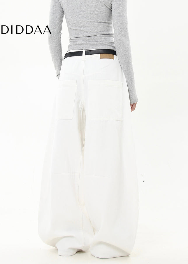 White Loose Fit Premium Scimitar Jeans for Men and Women - Women’s Jeans