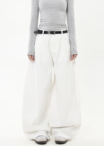 White Loose Fit Premium Scimitar Jeans for Men and Women - Women’s Jeans