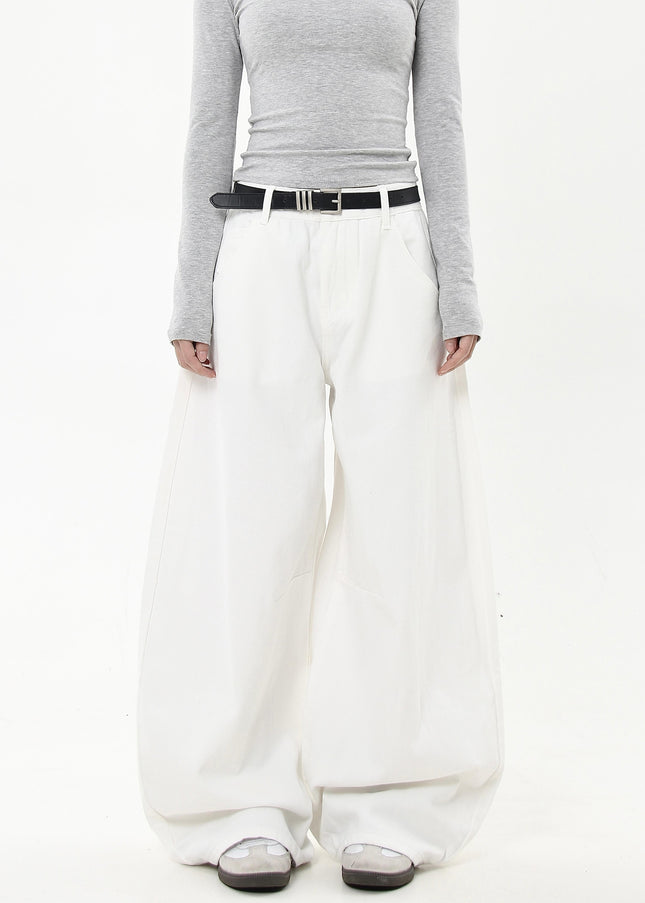 White Loose Fit Premium Scimitar Jeans for Men and Women - Women’s Jeans