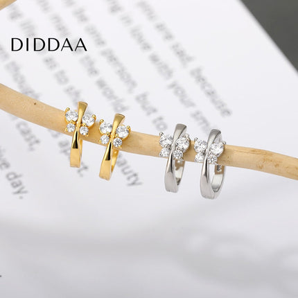 Wilson Earrings | Gold Butterfly Zirconia Hoop Earrings - Silver - Earrings