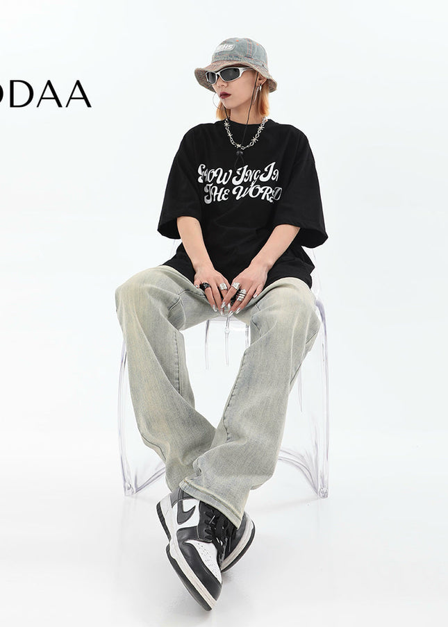 Yellow Distressed Casual Straight Jeans for Women - Women’s Jeans