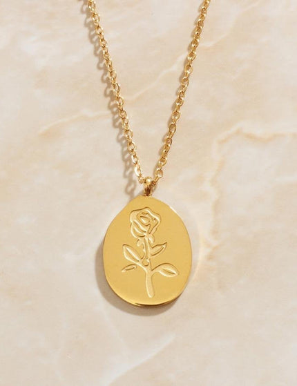 Clemence Necklace | Gold Flower Circle Pendant - Gold - Necklaces