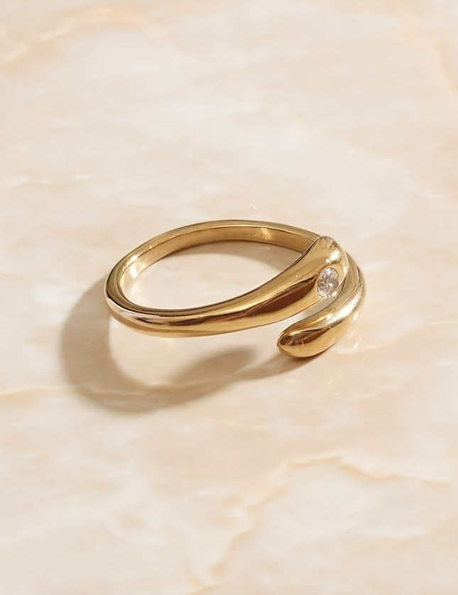 Romeo Ring | Gold Zirconia Snake Wrapped Around Ring - 5 / Gold - Rings
