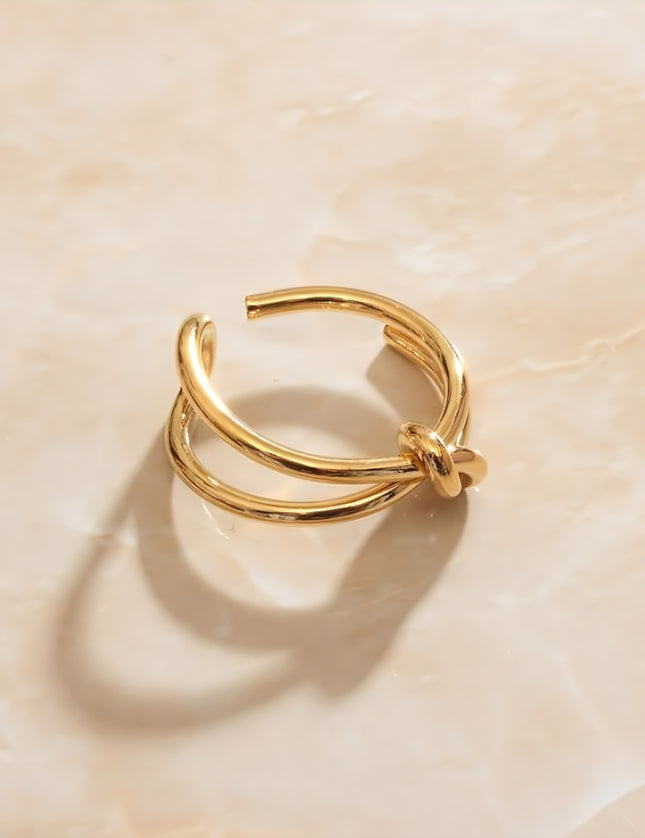 Crossed Ring | Gold Simple Knot Rope Fine Ring - 6 / Gold - Rings