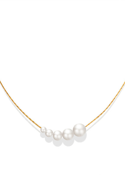 Miri's new Korean version of Dongdaemun imitation pearl necklace women's minimalist fashion personality vertical chain titanium steel plated with 18K gold