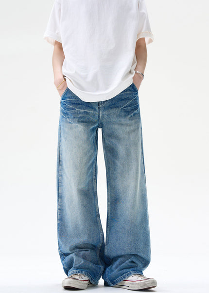 Blue Loose Fit Vintage High Street Wash Jeans - Men’s Jeans