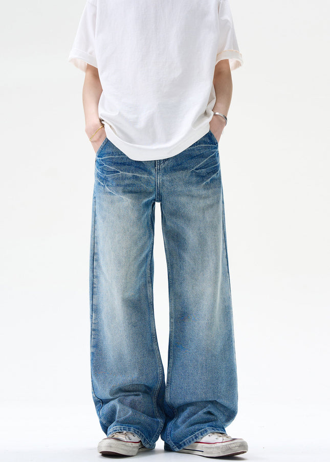 Blue Loose Fit Vintage High Street Wash Jeans - Men’s Jeans