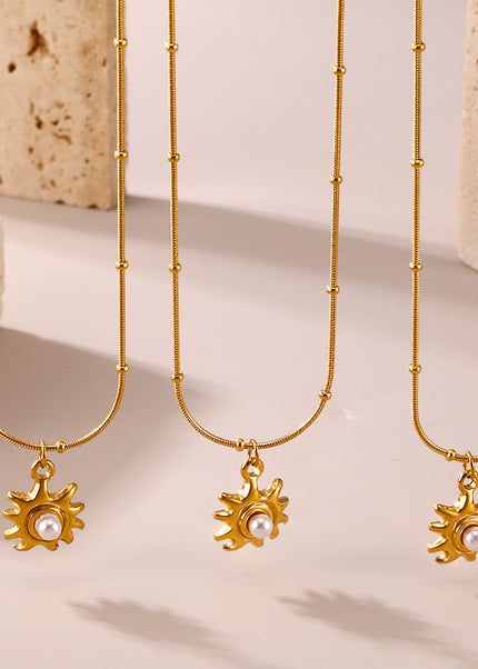 Mystery Li Sunflower Shell Beads Clavicle Necklace Jewelry Stainless Steel Plated 18K Real Gold Non-fading Jewelry Spot Wholesale