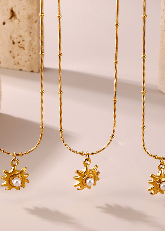 Mystery Li Sunflower Shell Beads Clavicle Necklace Jewelry Stainless Steel Plated 18K Real Gold Non-fading Jewelry Spot Wholesale