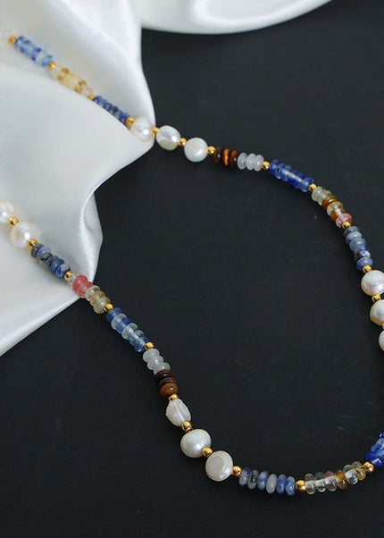New retro luxury baroque freshwater pearl natural stone abacus beads handmade beaded necklace jewelry women