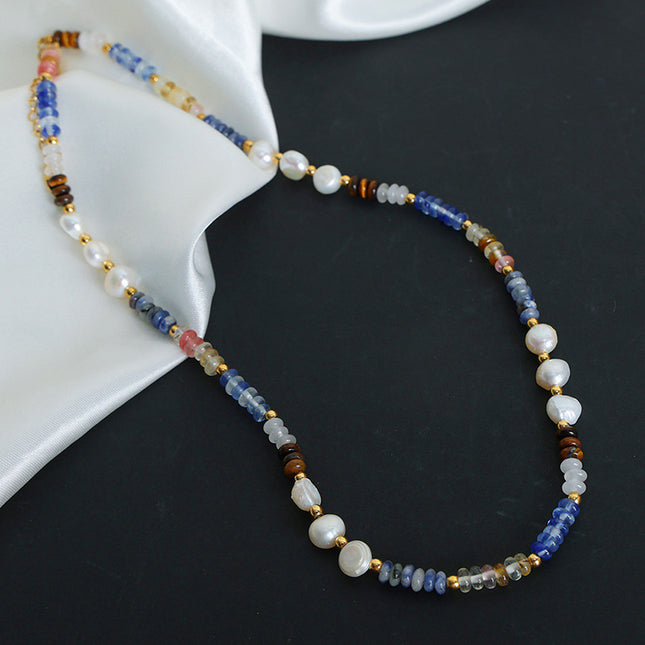 New retro luxury baroque freshwater pearl natural stone abacus beads handmade beaded necklace jewelry women