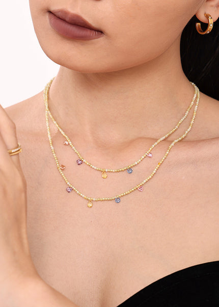 Mystery dopamine zircon handmade natural stone beaded clavicle necklace small fresh girl niche accessories spot