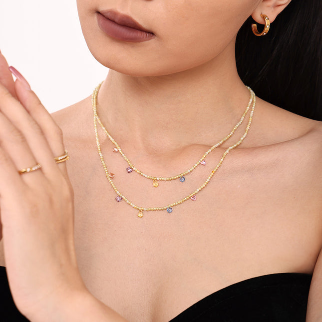 Mystery dopamine zircon handmade natural stone beaded clavicle necklace small fresh girl niche accessories spot