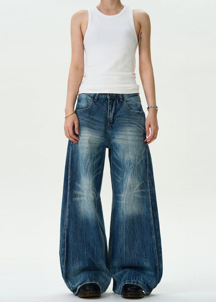 Blue Distressed Burst Wash Jeans for Men and Women - Men’s Jeans
