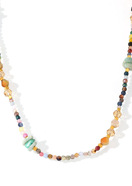 Mystery jewelry, natural stone, faceted crystal stone, beaded clavicle, necklace, stainless steel, sweet and cool women's light luxury spot accessories