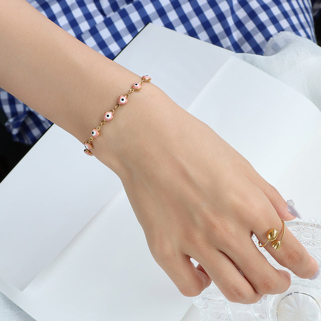 European and American bracelet dripping oil pink small fish bracelet titanium steel 18k gold hand ornament girlfriend gift E249