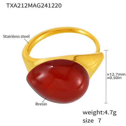 Mili high-quality multi-color droplet resin opening adjustable stainless steel rings in Europe and the United States cross-border spot supply