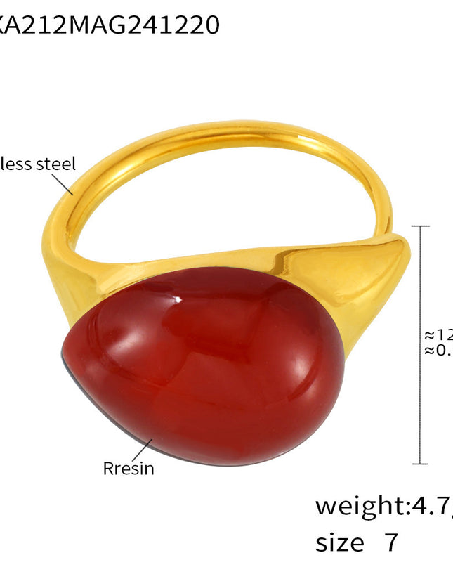 Mili high-quality multi-color droplet resin opening adjustable stainless steel rings in Europe and the United States cross-border spot supply