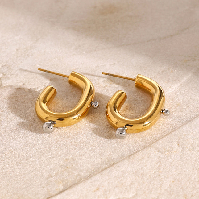 Jieding European and American stainless steel pearl earrings, exaggerated earrings, high-end sense of ins jewelry, electroplated titanium steel earrings, cross-border