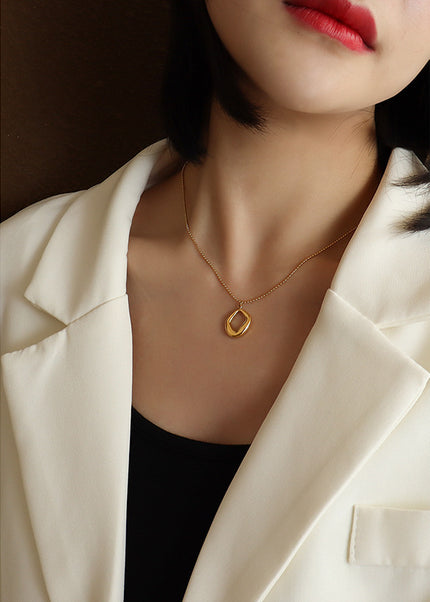 European and American chocker special-shaped heavy industry hand-made irregular geometric pendant titanium steel 18k gold clavicle necklace P987