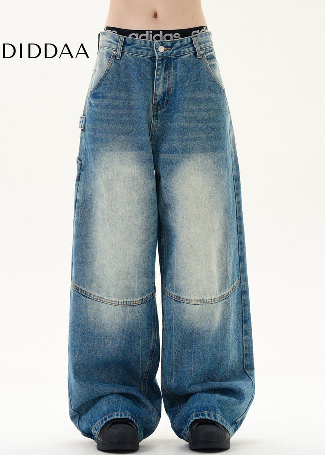 Washed Blue Baggy Wide Leg Jeans for Men and Women - Men’s Jeans