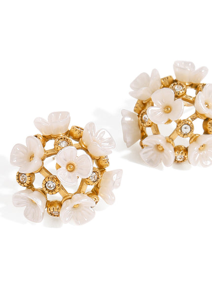 Jieding European and American stainless steel zircon flower stud earrings high-quality non-fading earrings titanium steel earrings earrings