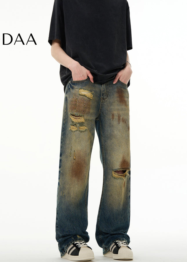 Copper Mud Dyed Distressed Heavy Industry Jeans - S / Vintage Blue - Men’s Jeans