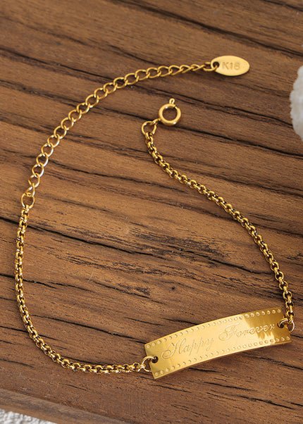 European and American fashion personality long bend brand English letters simple niche design titanium steel does not fade bracelet jewelry wholesale