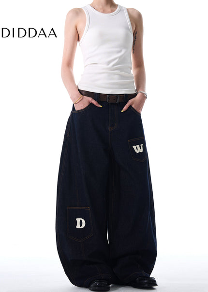 Blue Loose Fit Pocket Stitched Machete Jeans - Men’s Jeans