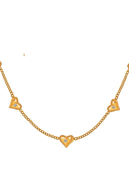 Niche fresh style zircon peach heart necklace versatile fashion bracelet personality design earrings jewelry three-piece set
