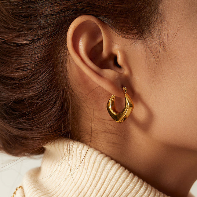 Jieding Europe and America 18k gold titanium steel earrings earrings light luxury high-end earrings do not fade jewelry stainless steel cross-border