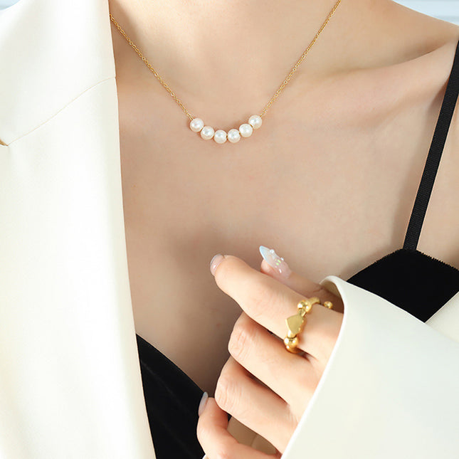The Korean version of the ins goddess has a niche temperament and does not fade, baroque natural freshwater pearl necklace, light luxury gold-plated jewelry