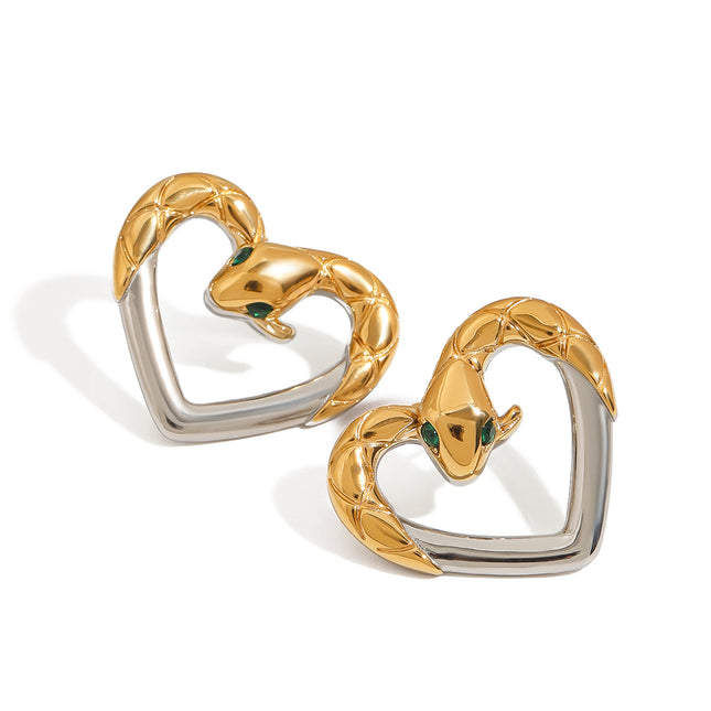 Jieding European and American stainless steel snake stud earrings, titanium steel earrings, women's light luxury, high-end earrings, cross-border earrings