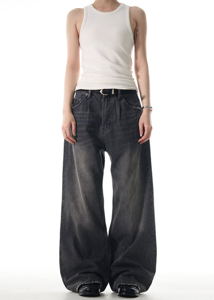 Blue Retro Loose Straight Jeans for Casual Wear - Men’s Jeans