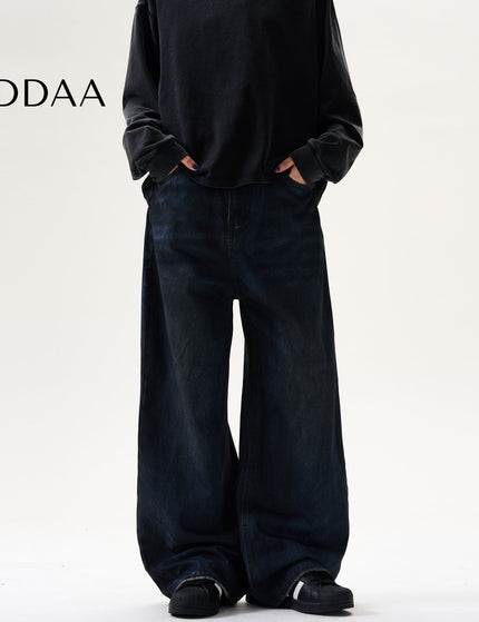 Blue Loose Fit High Street Dirty Jeans for Men and Women - S / Dark Blue - Men’s Jeans