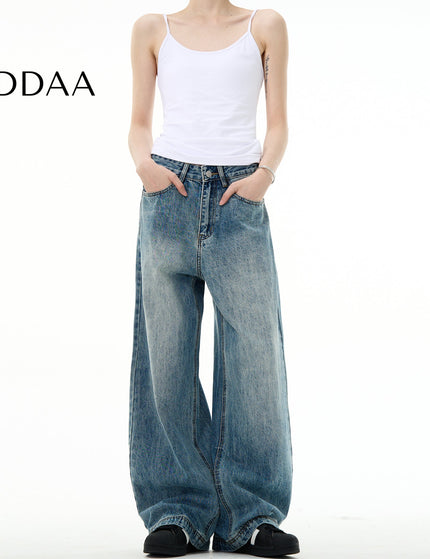 Blue Vintage Wash Loose Fit Straight Leg Jeans - S / Mid Blue - Men’s Jeans