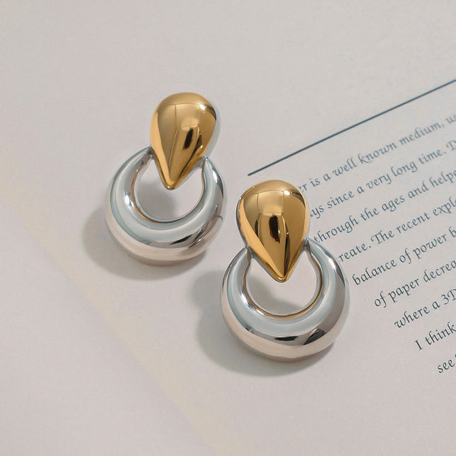 Jieding European and American stainless steel drop earrings, light luxury, high-end ear jewelry, design sense, niche titanium steel stud earrings across the border