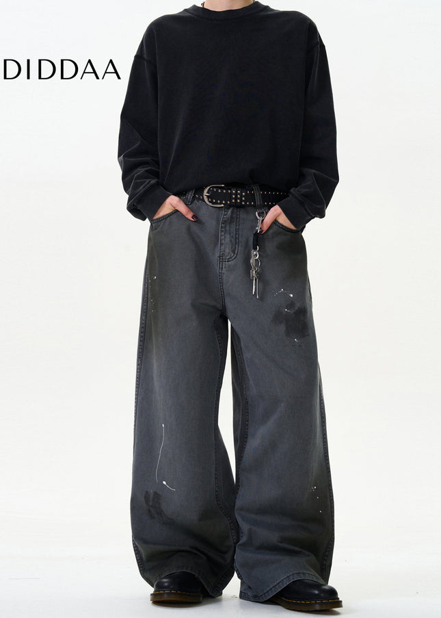 Blue Loose Straight Wide-Leg Cargo Jeans for All - Men’s Jeans