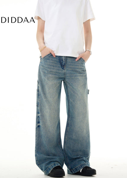 Blue Cleanfit Bootcut Jeans Men’s Loose Wide-Leg Pants - Men’s Jeans
