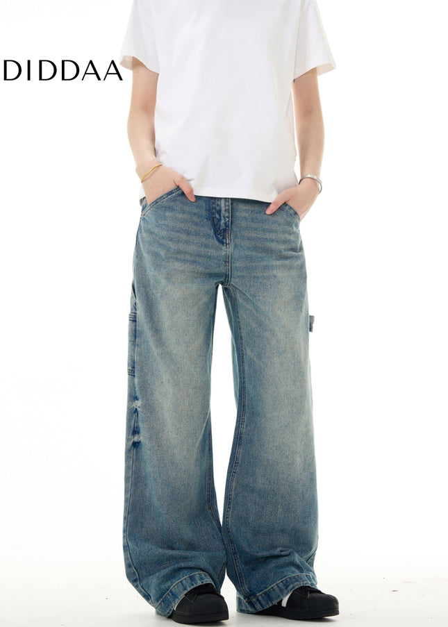 Blue Cleanfit Bootcut Jeans Men’s Loose Wide-Leg Pants - Men’s Jeans