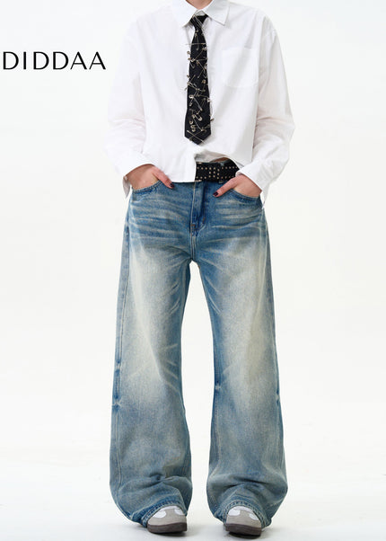 Blue Loose Fit Casual Straight Jeans for Men and Women - Men’s Jeans