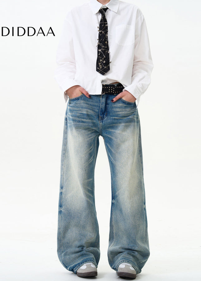 Blue Loose Fit Casual Straight Jeans for Men and Women - Men’s Jeans