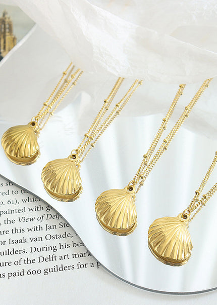 Korean ins, fashion, commuting, traveling, vacation, style jewelry, scallop pendant, necklace, gold-plated and non-fading P948