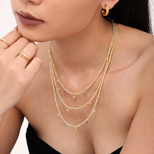 Mystery dopamine zircon handmade natural stone beaded clavicle necklace small fresh girl niche accessories spot