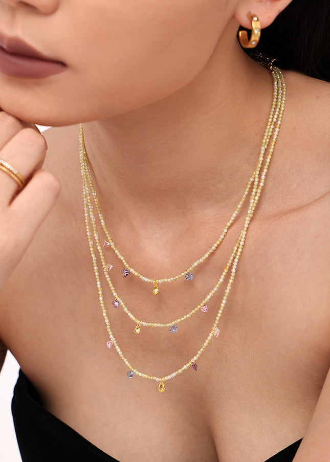 Mystery dopamine zircon handmade natural stone beaded clavicle necklace small fresh girl niche accessories spot
