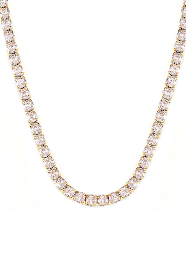 Marka: French light luxury, niche super flash zirconia necklace, necklace, titanium steel chain, plated 18k real gold, non-fading jewelry