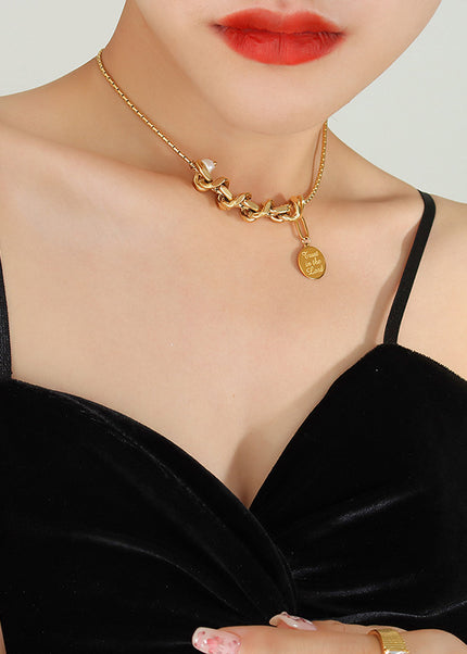 European and American hip-hop tide does not fade geometric collar freshwater pearl medallion Cuban chain pendant box chain P854